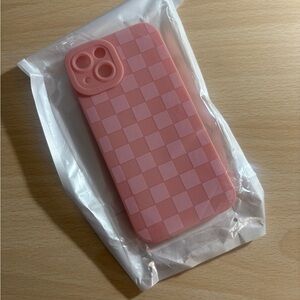 Pink Checkered Silicone iPhone 13 Case
